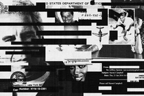 Black-and-white illustration of black redactions, Jeffrey Epstein, Jean-Luc Brunel, Andrew Mountbatten-Windsor, Ghislaine Maxwell, and various emails and government documents