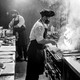 A chef cooking