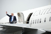 President Trump waves from Air Force Once