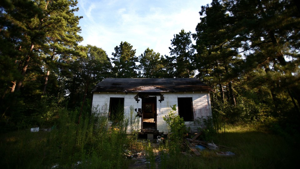 An abandoned-looking house in Jena, the biggest town in Louisiana's LaSalle Parish