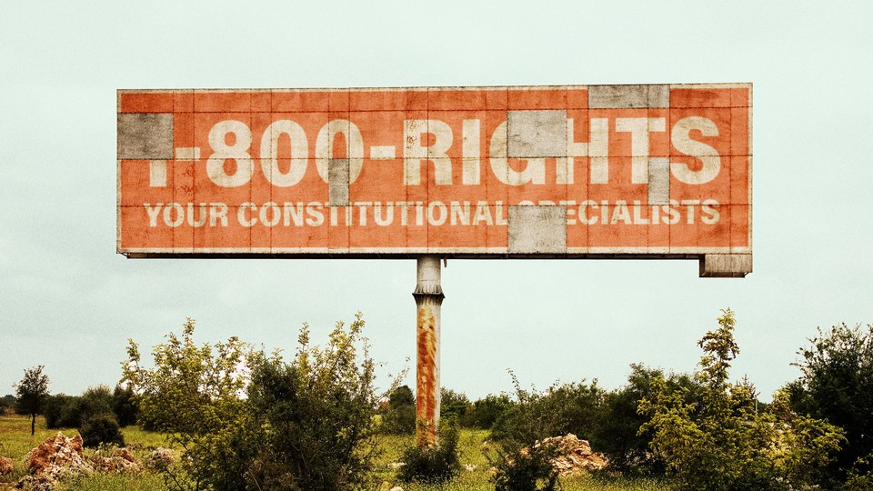 a photo illustration of a billboard for civil-rights lawyers