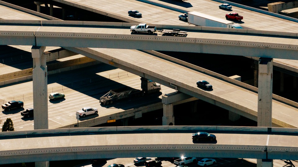 Photograph of cars on a Texas highway