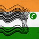 a warped image of the Indian flag, with the Whatsapp symbol