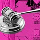 Gavel against a backdrop of TikTok imagery