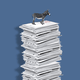 An illustration of a donkey on top of a pile of mail-in ballots.
