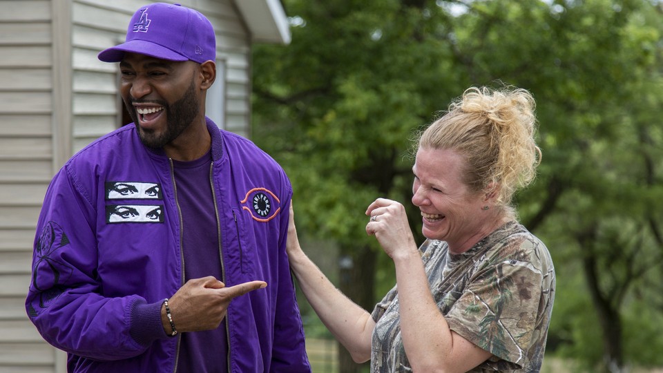 Queer Eye's culture expert, Karamo Brown, with the makeover recipient Jody Castellucci