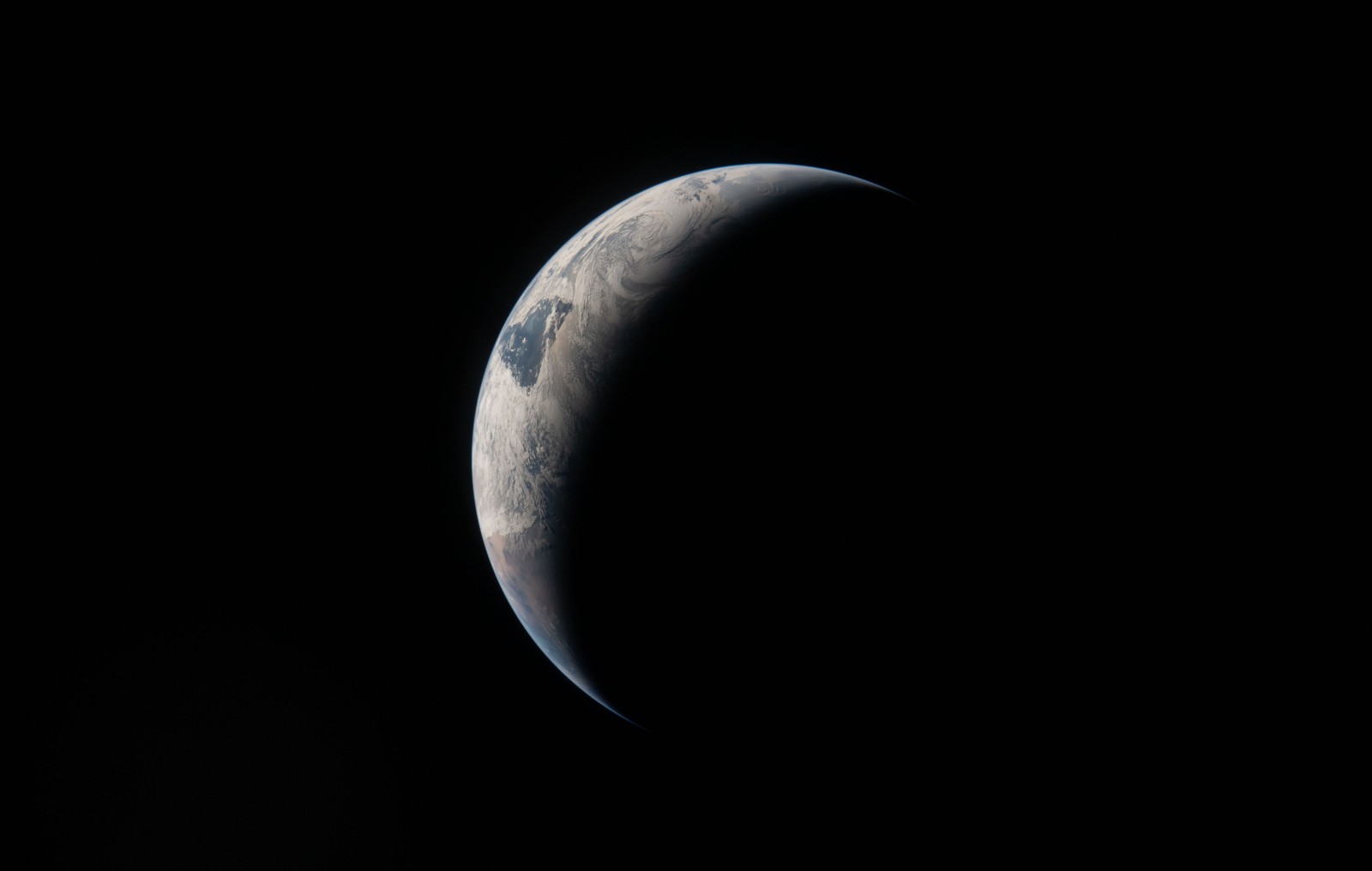 A view of the crescent Earth, seen from a distance