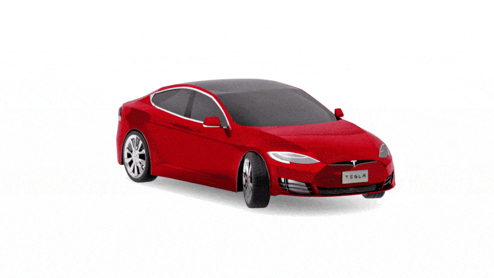 An image of a Tesla turning into a MAGA truck