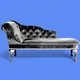 A chaise lounge on a blue background.