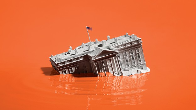 The White House sinking into water