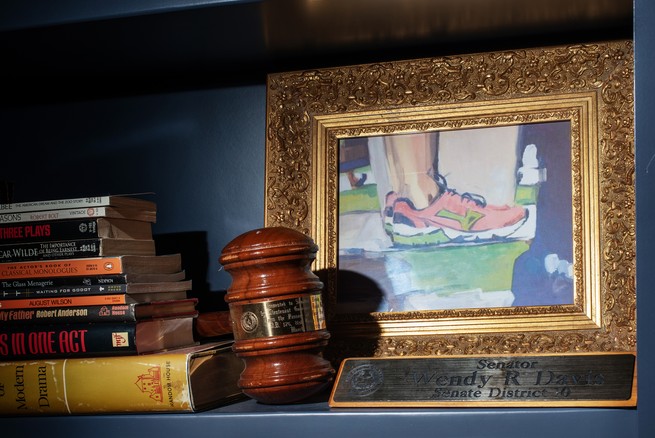 painting of Wendy's sneakers worn during fillibuster