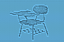 An illustration of code in the shape of a school desk.