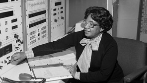 Mathematician Mary Jackson, the first black woman engineer at NASA, poses for a photo at work at NASA Langley Research Center on January 7, 1980.