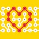 A word scramble in the style of Strands, with one of the words forming the shape of a heart