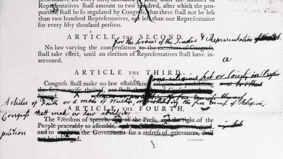 A marked up copy of the Constitution