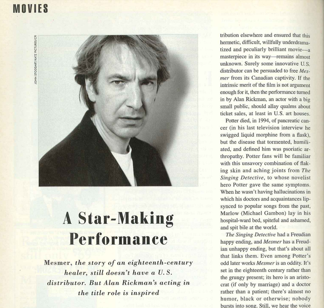 Alan Rickman: the performer to whom labels did not apply, British GQ