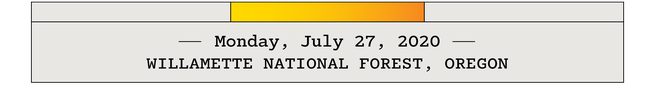 Monday, July 27, 2020—Willamette National Forest, Oregon