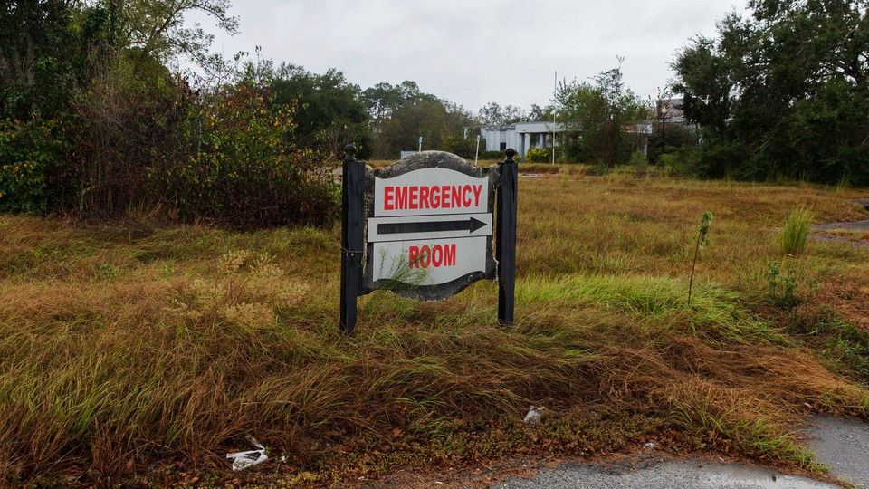 A sign for a shuttered rural hospital in Georgia.