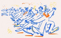 A group of people dancing in a line