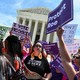 Abortion-rights activists in front of the US Supreme Court