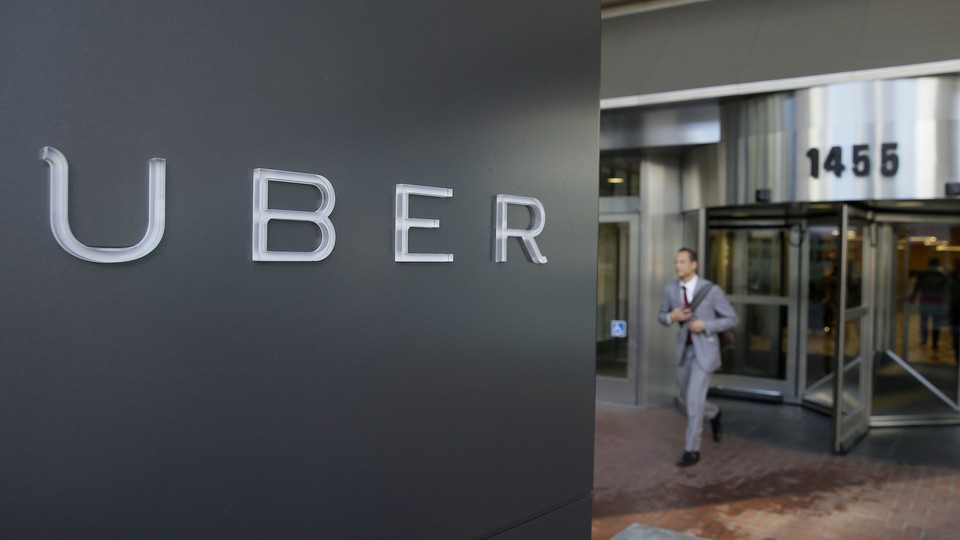 Person exits Uber office