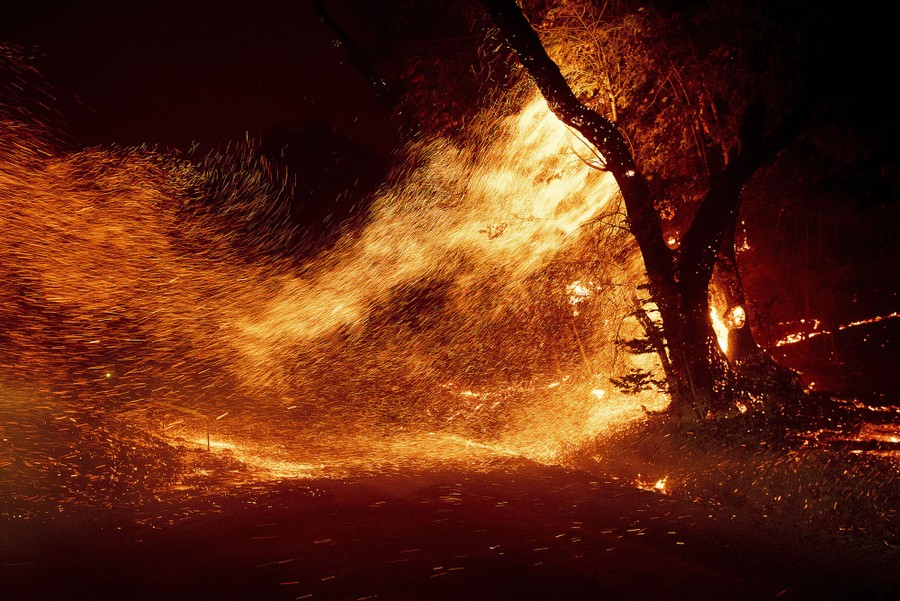 Photos Embers Fly In Californias Wind Driven Wildfires The Atlantic