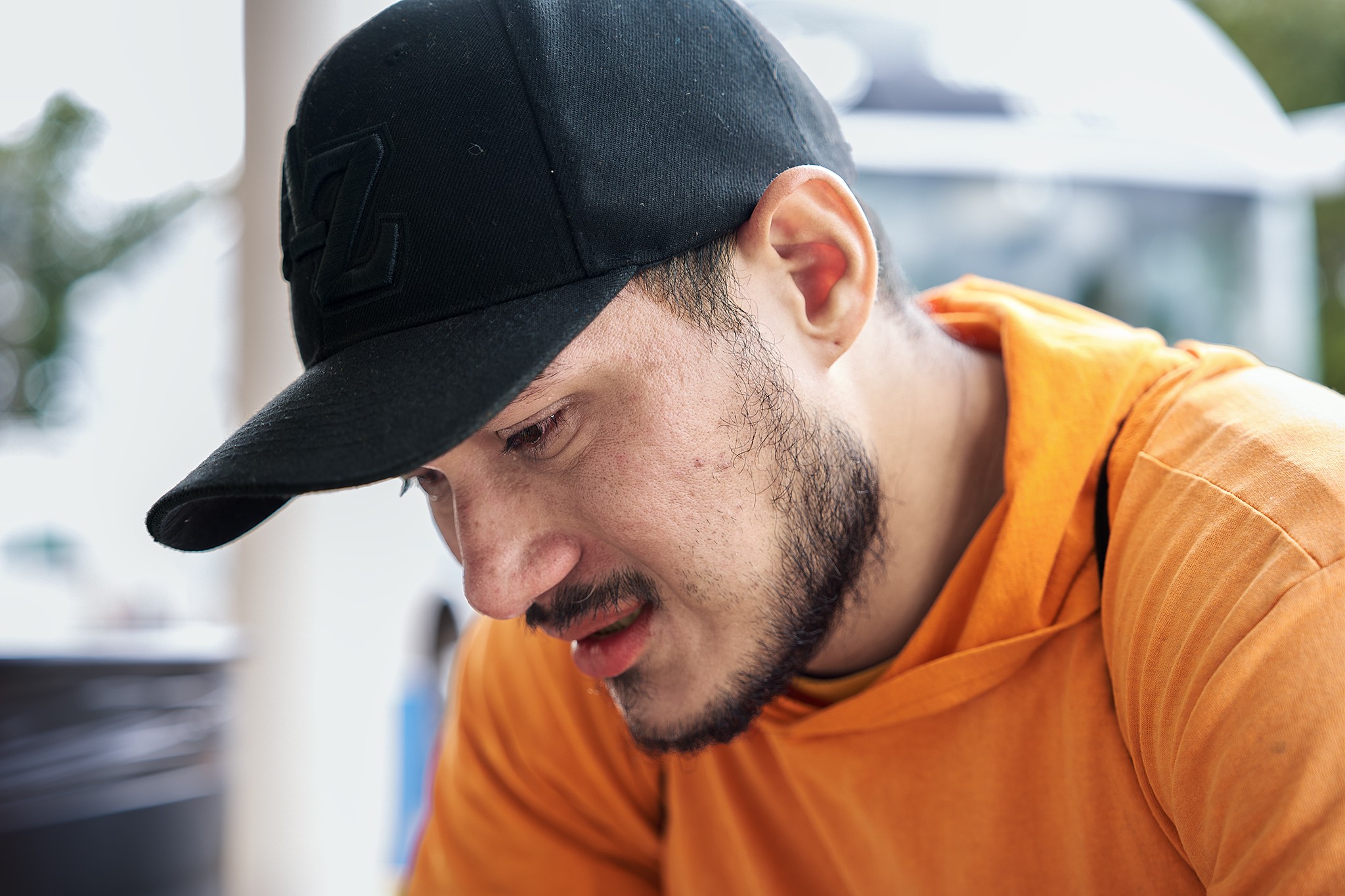 man looking at phone 
