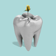 A flower grows out of a cracked tooth.