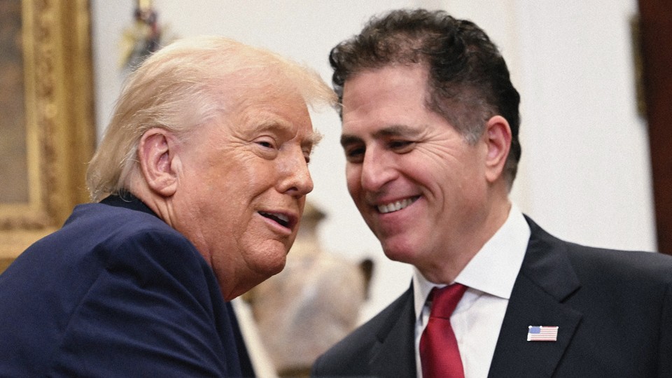 A photograph of President Donald Trump and Michael Dell