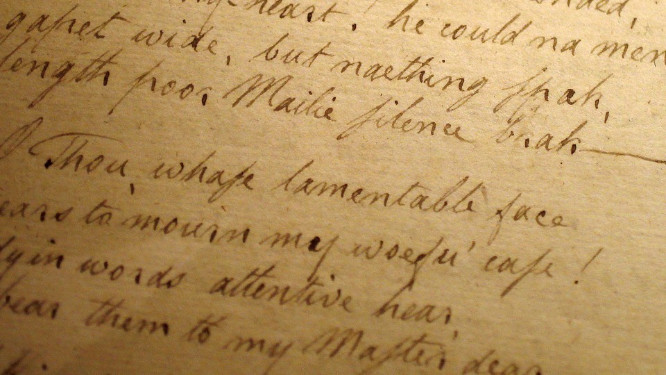 A handwritten manuscript by the Scottish poet Robert Burns