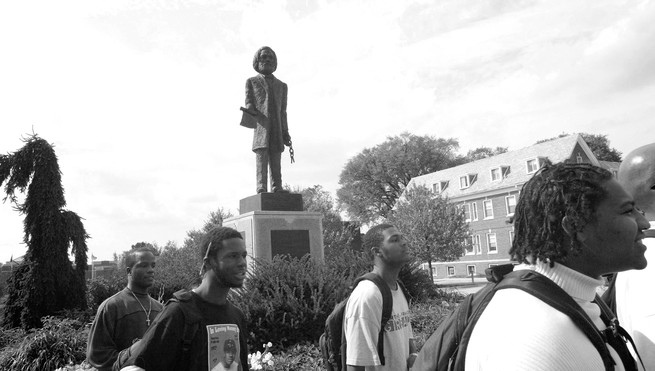 Students on Lincoln University campus.