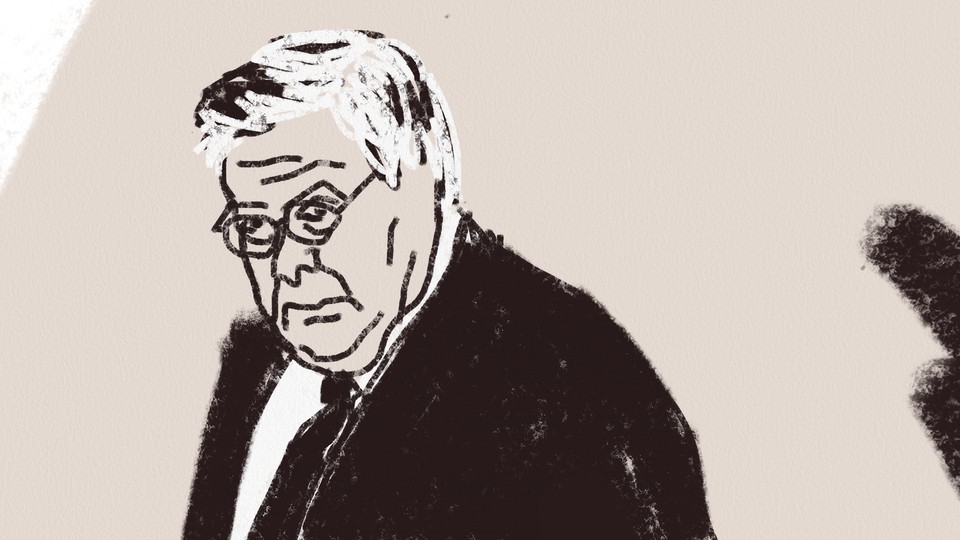 Charcoal portrait of Bill Barr.