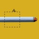 An illustration of a cigarette with a cutout box around it