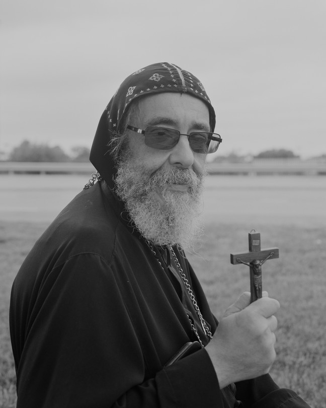 A portrait of Father Markorieos Ava Mina, a patient at CrossOver Healthcare Ministry, in Richmond, Virginia, on Thursday, June 1, 2023.