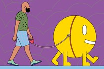 A man walking his pet.