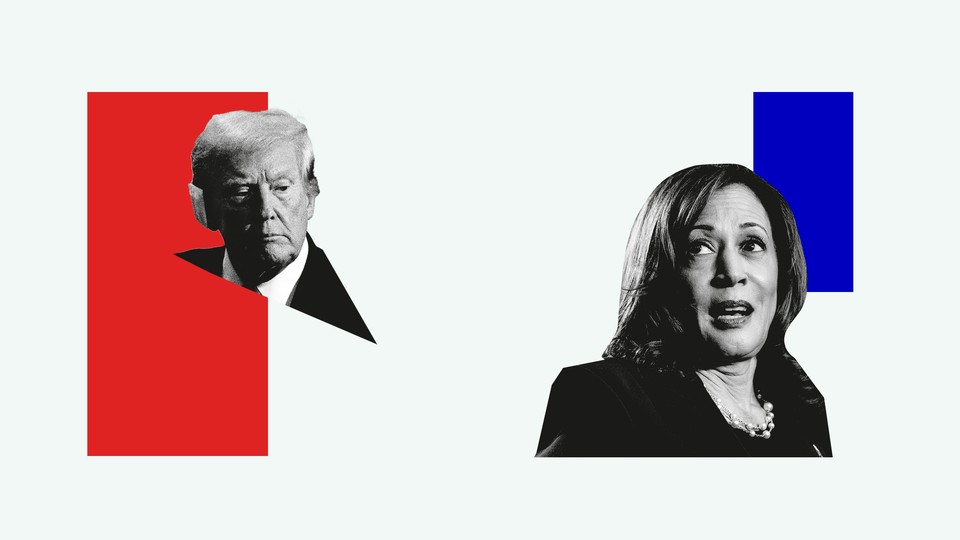 A photo-illustration featuring Donald Trump and Kamala Harris