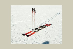 two skis left in the snow