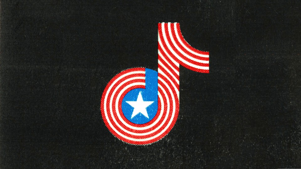 An illustration of a red, white, and blue TikTok logo