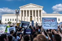 Abortion-rights protesters outside the U.S. Supreme Court building