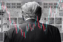 Illustration showing Trump and stock market imagery