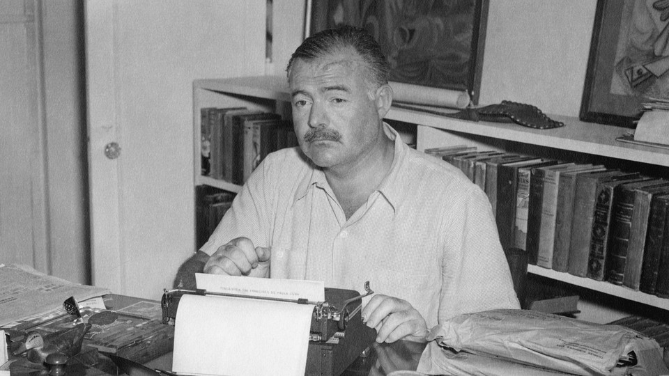 Hemingway at his typewriter