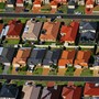 Many colorful suburban houses seen from above