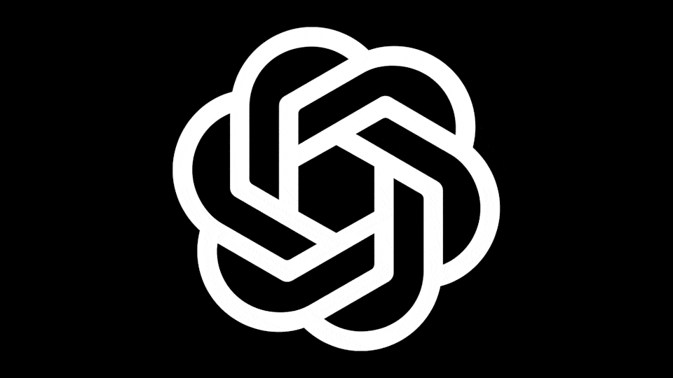 A GIF of OpenAI's logo turning into a vortex