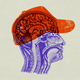 Illustration of a cross-section of a person's head with a translucent red hat placed over the brain.
