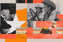 photo collage of Edna Ferber, film stills and texas iconography