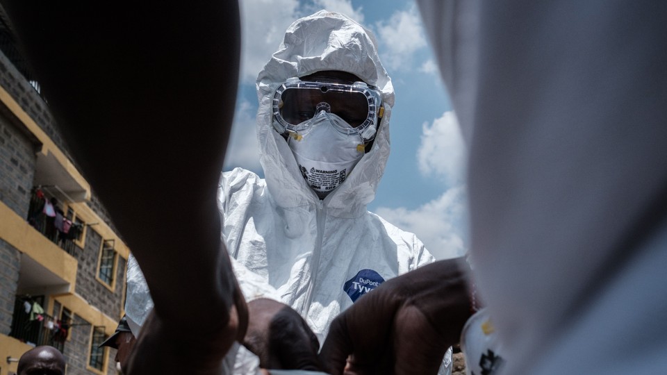 Health workers in Kenya working to fight the coronavirus.