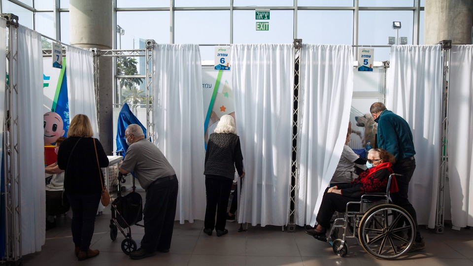 People getting vaccinated in Israel