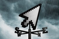 Illustration of a weather vane with a computer cursor on top.
