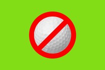 A golf ball inside a general prohibition sign