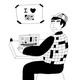 An illustration of someone in a crossword sweater doing a crossword online